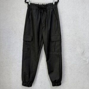 KanCan Cargo Pants Womens Medium Faux Leather Joggers Stretch Pockets KC2009BK